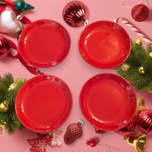 Vintage 80s 90s Four Waechterbach Red Salad Dessert Plates. West Germany. 7.5"D